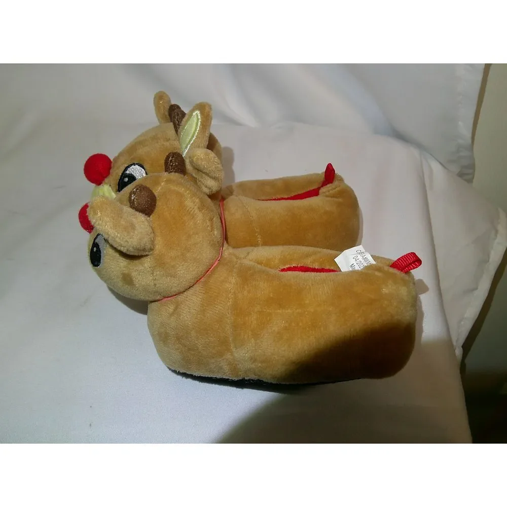 Rudolph the Red-Nosed Reindeer Plush Holiday Slippers Cozy Christmas House Shoes